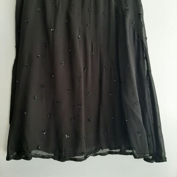 RAINDROPS Beaded A-Line Knee Length Midi Flowy Skirt Black Sz L - Picture 3 of 10